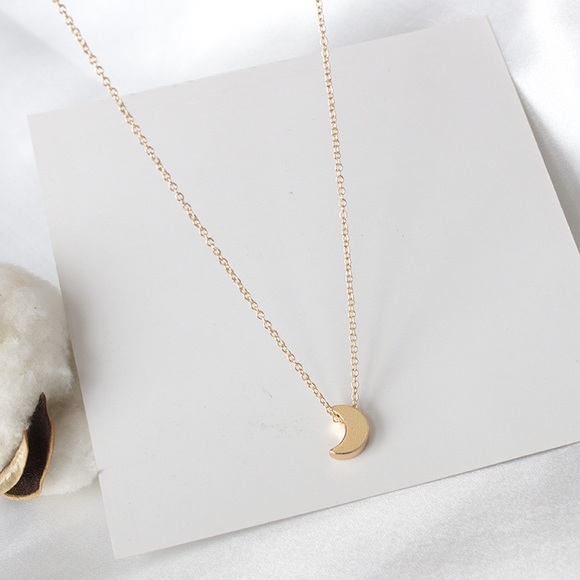 Tiny Dainty Mini Half Moon Gold Necklace - Picture 3 of 5